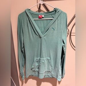 Puma Teal Hoodie Shirt Athleisure Activewear Size M